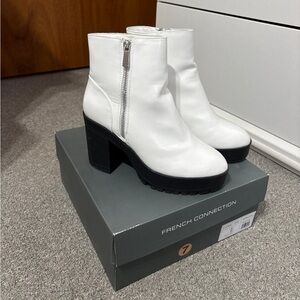 French Connection White Ankle Boots